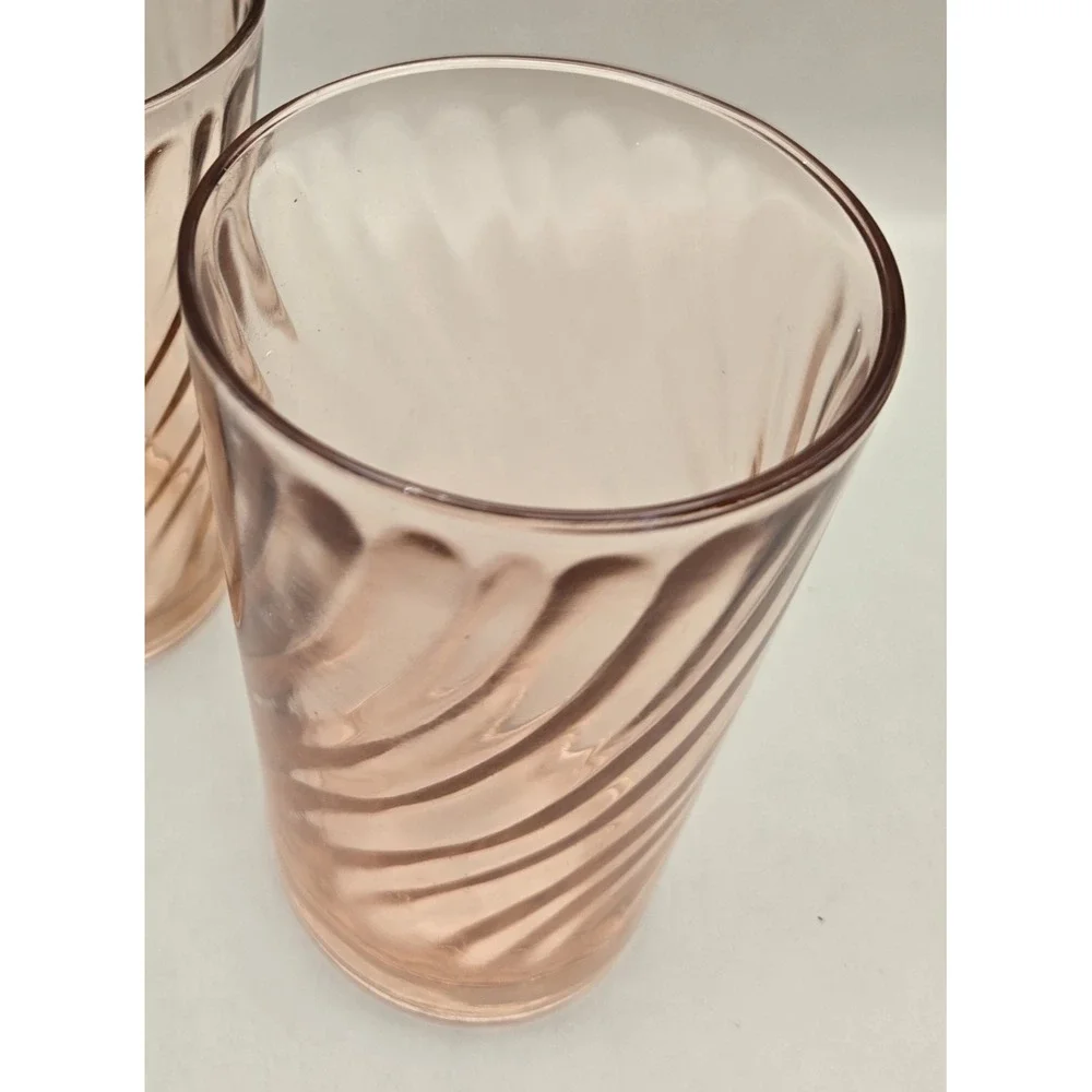 2 Vintage 60's Swirl Rosaline Tumblers 4.75
